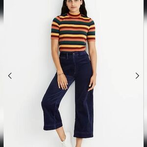 Madewell Emmett Wide-Leg Crop Pants in Corduroy Dark Midnight Blue